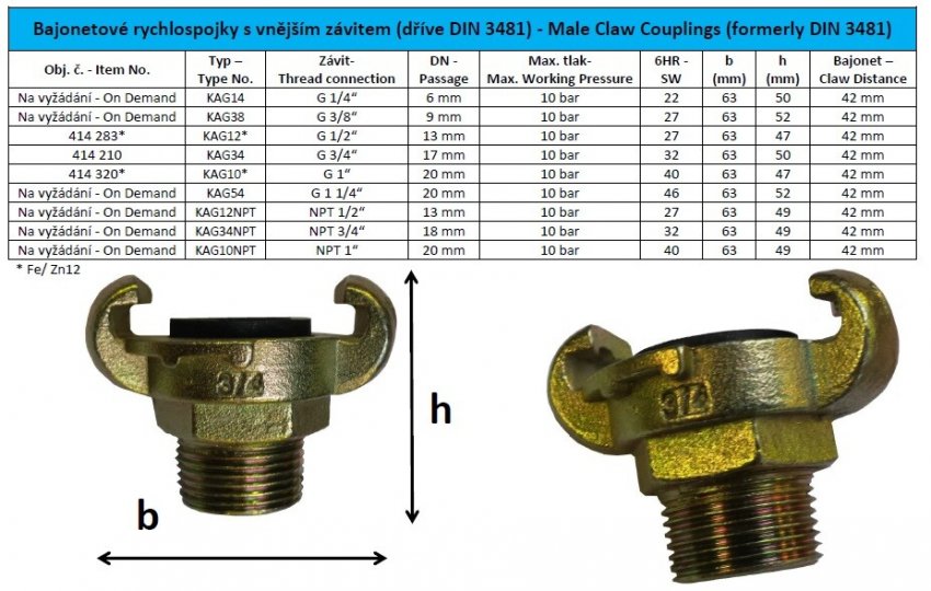 Male Claw Couplings KAG