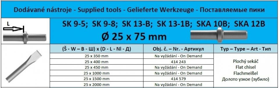 Ø 25 x 75 Plochý sekáč