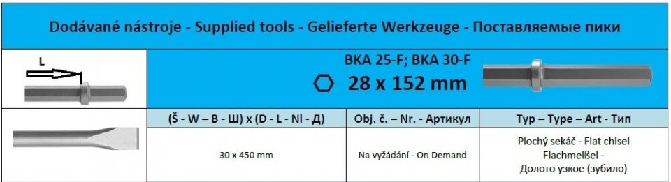 Hex28 x 152 Flat chisel