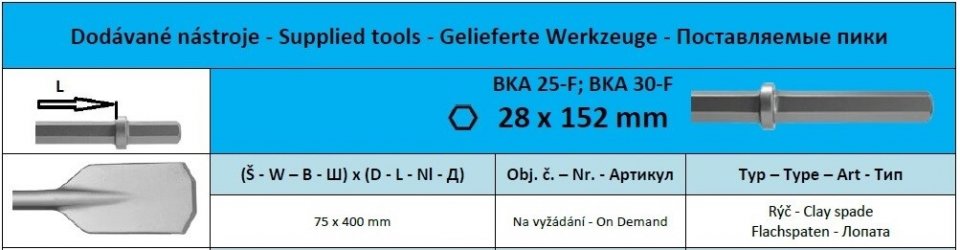 Hex28 x 152 Clay spade