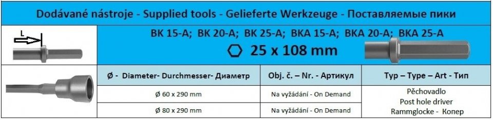 Hex25 x 108 Post hole driver