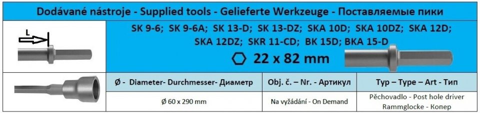 Hex22 x 82 Post hole driver