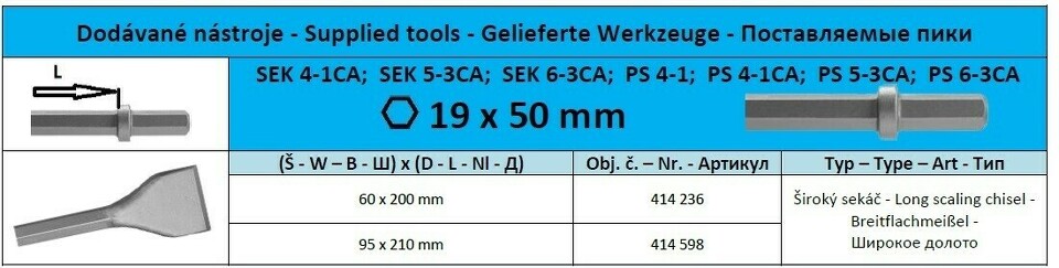 Hex19 x 50 Široký sekáč