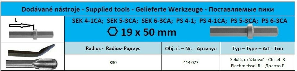 Hex19 x 50 Sekáč, drážkovač