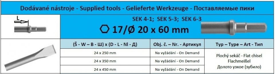 Hex17/R 20 x 60 Flat chisel