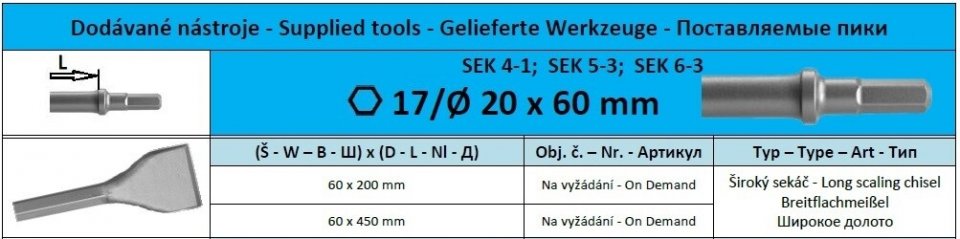 Hex17/R 20 x 60 Long scaling chisel