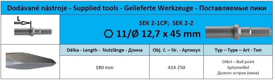 Hex11/R 12,7 x 45 Долото острое (пика)