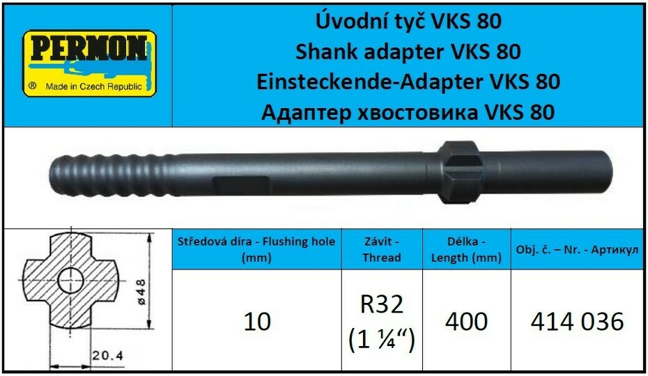 Shank adapter R32 VKS 80