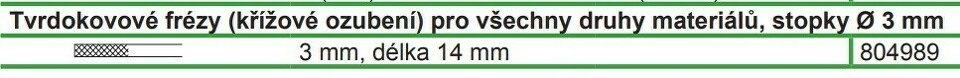 Hartmetallfräser (kreuzverzahnt) für alle Materialien, Schannschaft Ø 3 mm; Ø 3 mm, Länge 14 mm